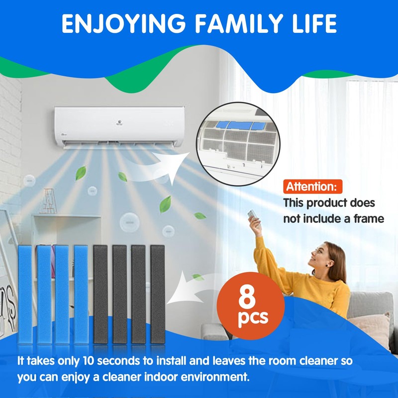 8 PCS Replacement Mini Split Air Filter Compatible with Mitsubishi