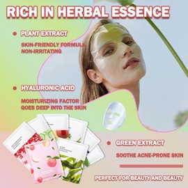 8PCS Face Masks Variety Set,Lightweight Long Lasting Hydrating Sheet Mask,Moisturizing Face Masks Set,Facial Mask Gift Set Suitable for All Skin Types（Cucumber）