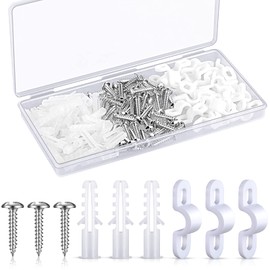 Wire Shelf Loop Clips White Plastic Shelf Clips Screws and Expansion Tubes for Wire Shelving (120)
