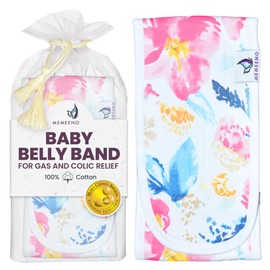 MEMEENO Belly Band for Baby Gas and Colic Relief - Heating Pad for Colic, Heated Tummy Wrap for Newborn infants, Aquarelle