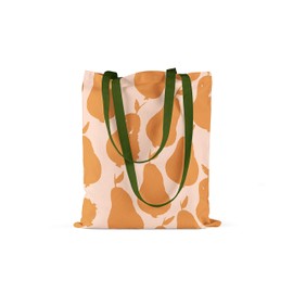 Le Jardin du Lin Bedruckte Einkaufstasche mit Grünen Langen Henkeln, Wiederverwendbare, Tasche, Faltbar, ​Stofftasche, Größe: 34 x 40 Cm