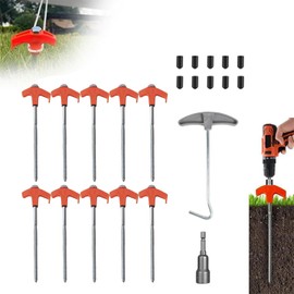 Rotating tent pegs with thread, 10 pieces tent pegs, rock ground pegs for camping, screw pegs, camping, tent camping pegs screws, for forest, meadows, grass, sand ground