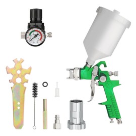 INTERTOOL HVLP Paint Spray Gun, 1.3 mm Air Cap, Automotive Sprayer, Air Regulator Gauge, Disposable Cup Adapter, 600 cc Plastic Cup PT08-0102