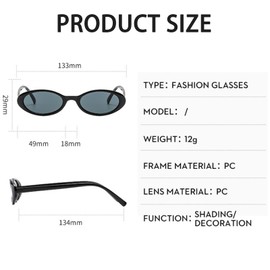 AYNKH 4 Pack Retro Oval Cat Eye Sunglasses for Women 90s Trendy Chic Small Face Vintage Narrow Shades Sunglasses Womens Accessories