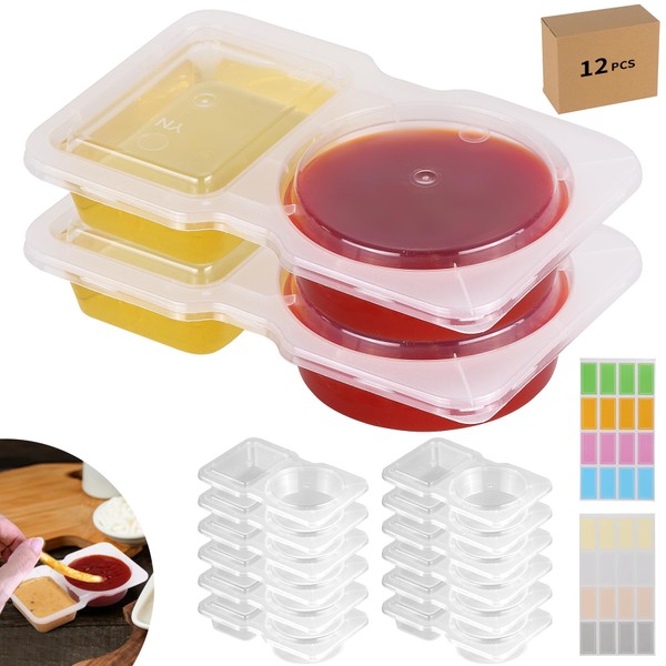 CJT Double Compartment Condiment Containers with Lids, New Disposable 2