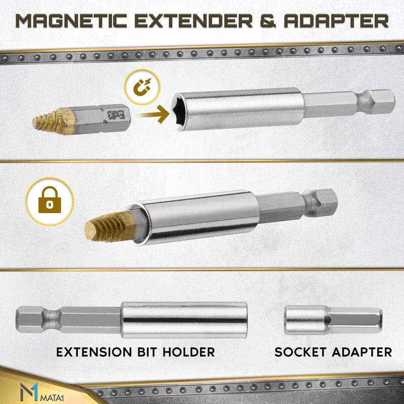 Mata1 - Screw Extractor Set for Stripped, Broken, Damaged Screws