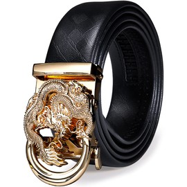 Barry.Wang Men Belt Gold Dragon Buckle Designer with Real Leather Business Gift Luxury Adjustable