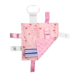 Baby Jack & Co 8x8 Baby Girl Lovey Tag Toys - Baby Crinkle Toys - Crinkle Toys for Baby - Soft & Safe - Learn Shapes & Colors - Ideal Baby Toy- BPA Free w/Stroller Clip