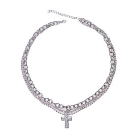 [88flix] Cross Necklace Cross Necklace Women Pendant Vintage Accessory Jewelry, Metal, No Gemstone