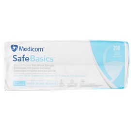 Medicom Safebasics general purpose Non-Woven Sponges, Non-Sterile, 4 ply, 200 units (3" X 3"), 200 Count