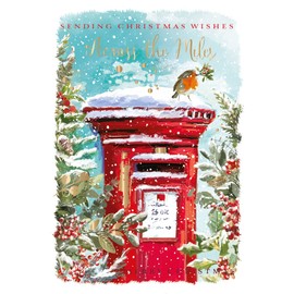Ling Design 'Across The Miles' Christmas Card - Beautiful Design with Robin on a Post Box, Multicolor, 17.2 x 12 x 0.1 cm