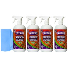 FOLEX Hardwood, Laminate, Tile, Hard Surface & Floor Cleaner with Reusable Cleaning Cloth, Fresh Almond Scent, Residue and Streak Free - 4 Pack
