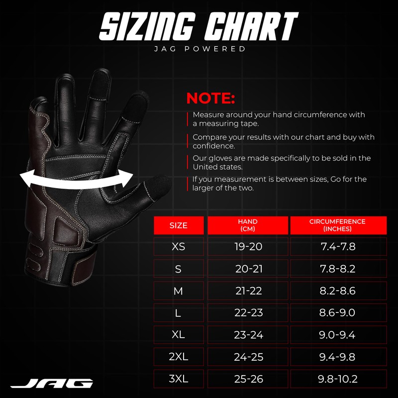 J.A.G. Motorcycle Gloves - Premium Leather Perforated Motorcycle Gloves for