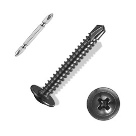 ANCHOREASE #8×1″ Sheet Metal Screws 250Pcs, 410 Stainless Steel Self Drilling Screws, Black Truss Head Screws