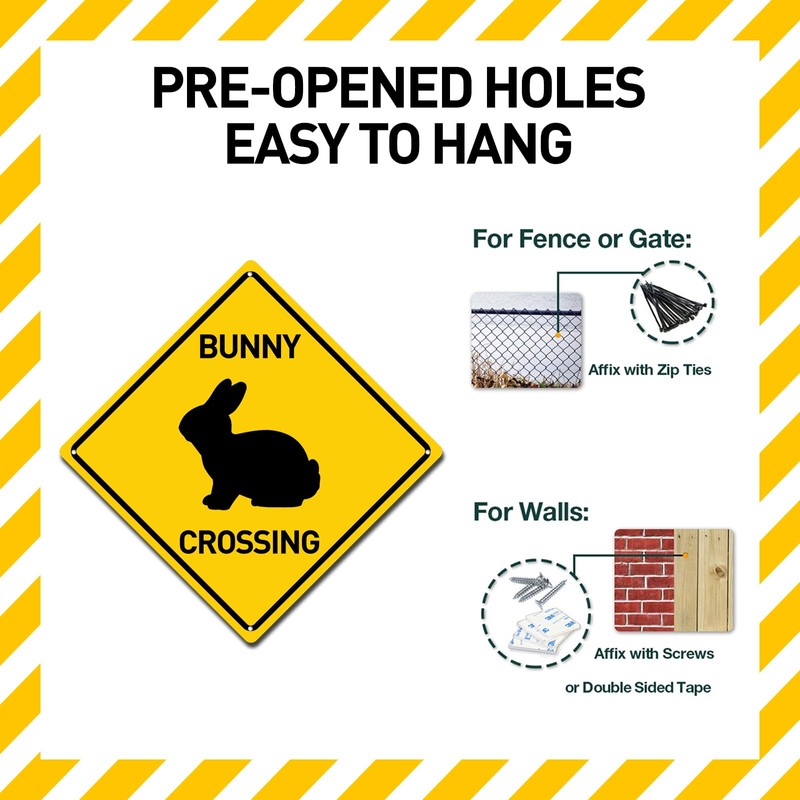 BTHUKO Bunny Silhouette Crossing 12" X 12" Funny Novelty Road