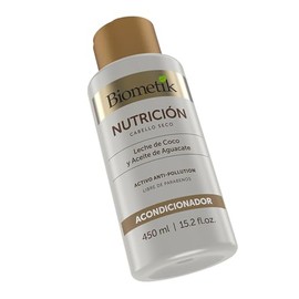 Biometik Nutrición, Acondicionador para Cabello Seco y Opaco, Mayor Elasticidad y Brillo Intenso, con Leche de Coco y Aceite de Aguacate, 450 ml