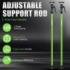KILOUPOLE Cabinet Jack Support Pole, 49.2-114.2 Inches Steel Telescopic Quick Support Rod, Third Hand Tool Support System, Drywall Jack, Cargo Bars, 154 LB Capacity, 2-Pack