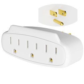 Tira de alimentación de 3 clavijas, cargador de pared extensor de 3 tomas, divisor de adaptador de enchufe múltiple, elementos esenciales de viaje, listado ETL 125 V, 15 A, 1875 W, espaciado para el