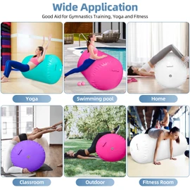 Air Roller Gymnastics Barrel Back Handspring Trainer Air Barrel Gymnastics Air Tumbling Mat for Tumbling Cheerleading Training Yoga Gym with Manual Air Pump Backhandspring