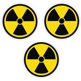 3 pcs Radioactive Radiation Symbol Nuclear Hard Hat Sticker, 2 inches - Hard Hat Decals