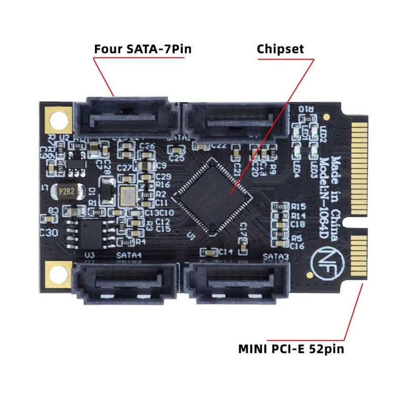 xiwai Mini PCI Express PCI-E to SATA 3.0 Extension Card,
