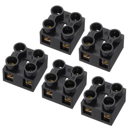 sourcing map 5pcs Dual Row Terminal Block, 2 Positions 500V 10A Screw Terminals Strip, Cable Barrier Block Strip for Home Appliances, Electronic Circuits, Black