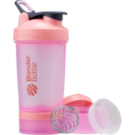 BlenderBottle Shaker Bottle with Pill Organizer and Storage for Protein Powder, Classic V2 ProStak System, 22-Ounce, Pink