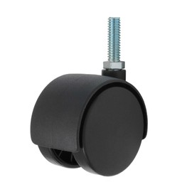 Twin Wheel Caster Solutions TWHN-50N-T17-BK 2" Diameter Nylon Wheel Hooded Non-Brake Caster, 3/8-16" Diameter x 1" Length Threaded Stem, 110 lb Capacity Range