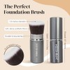 Keshima Brocha Maquillaje Retráctil Punta Plana Kabuki Base Líquido Polvos