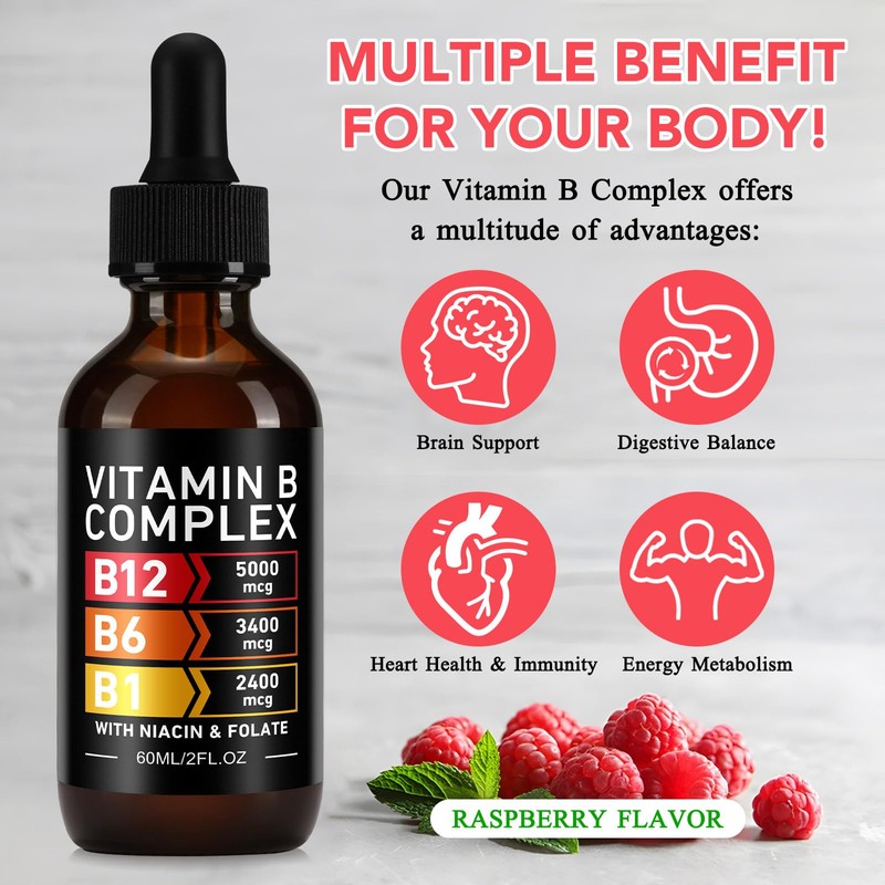 Vitamin B Complex Liquid Drops - Sugar Free B12 5000mcg