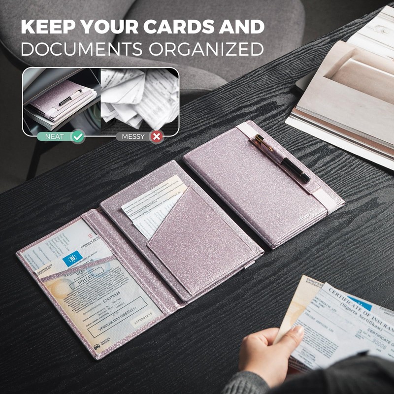 VULKIT Car Registration and Insurance Holder Vehicle Storage Wallet Glove
