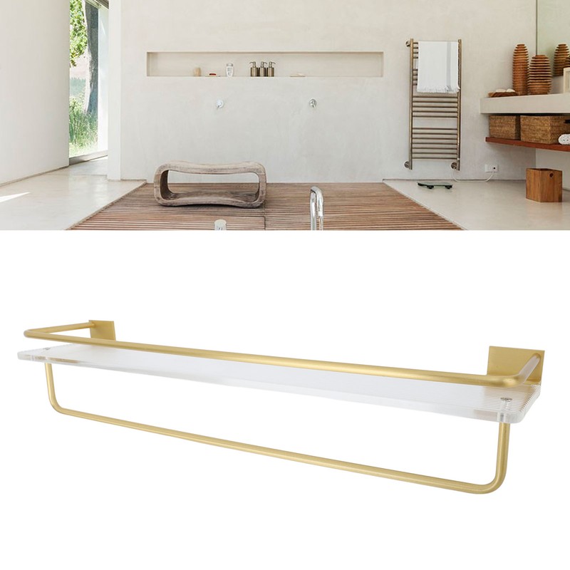 Bathroom Towel Rack Holder Acrylic Wall Mounted Hanging Storage Shelf