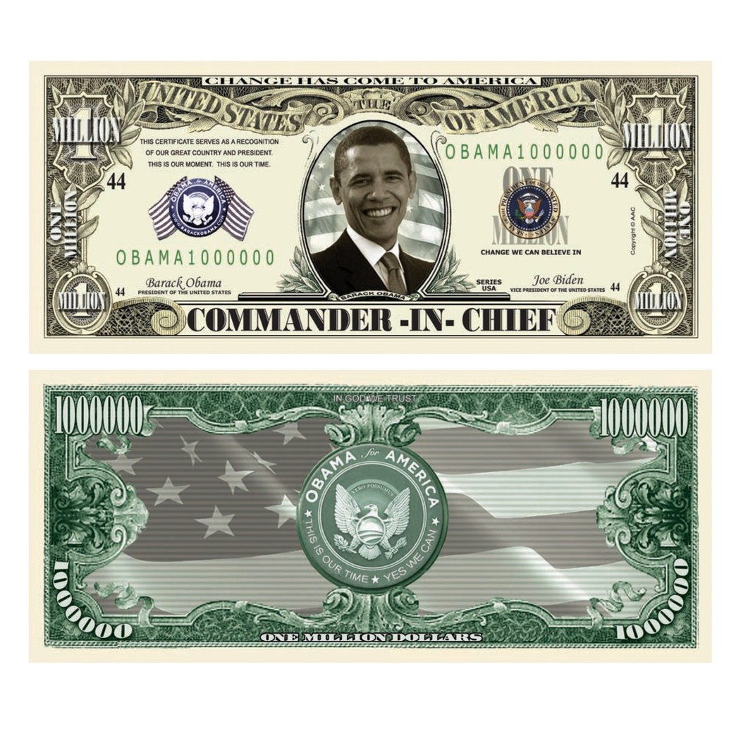 SET OF 10 BILLS-Barack Obama Collectible Million Dollar Bills