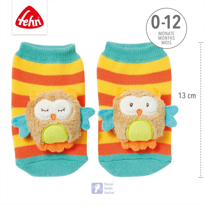 Fehn 091519 Rattle Socks Teddy Owl owl