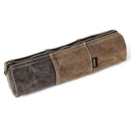 GOOTIUM Estuche de lona encerada para lápices, organizador de papelería vintage con cremallera para bolígrafos, lápices y accesorios, funda multiusos 