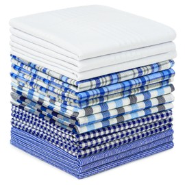 AUYAO Men's Handkerchiefs, Pack of 12/15 Cotton Handkerchief, Traditional Handkerchief, Reusable Men's Handkerchief, 40 cm x 40 cm, 15pcs-d