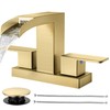 Cobbe Waterfall Bathroom Faucets 3 Hole, Brushed Gold Bathroom Sink