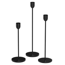 ChefBee Black Candle Candlestick Holder - 3PCS Taper Candle Holders for Table Centerpiece Wedding Festive Decor, Tall Candle Sticks Holder Decor for Pillar Candle, Fit 3/4" Thick Tapered or Led Candle