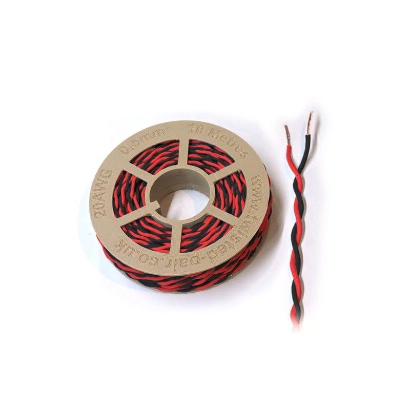 Red & Black Twisted Pair Wire 20 AWG / 0.5mm²