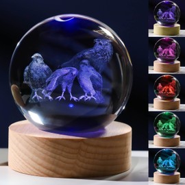 Regalos 3D Owl Eagle para mujer – Bola de cristales de 60 mm para decoración de habitación, cumpleaños, recuerdo pisapapeles