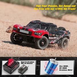 HAIBOXING 3100A 4X4 Off-Road Brushless RC Short-Course Truck, 1:14 Scale Fast RC Car, Max Speed of 42 km/h (or 60 km/h with 3S Battery), 4WD Electric Powered Remote Control Truck for Adults and Boys