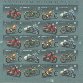 American Motorcycles Collectible Stamp Sheet