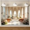 ChloropLastid 10x8ft Church Wedding Backdrop European Luxurious Church Flowers Wedding