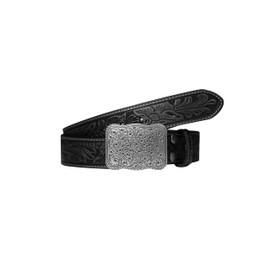 SILKSEA - Cinturón de piel para hombre, estilo clásico con estampado floral de vaquero occidental con hebilla para hombre, con estampado en relieve, Cinturón de piel negro, Large(40"-44")