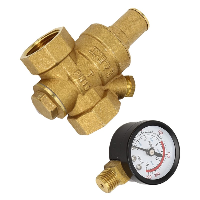 DN20 Water Pressure Decompression Valve with Gauge Meter Brass Material