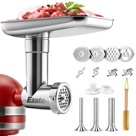 Stainless Steel Meat Grinder Attachments for KitchenAid, Meat Grinder, Sausage Stuffer, Mixer Attachment for KitchenAid, Dishwasher Safe(Machine/Mixer Not Included)