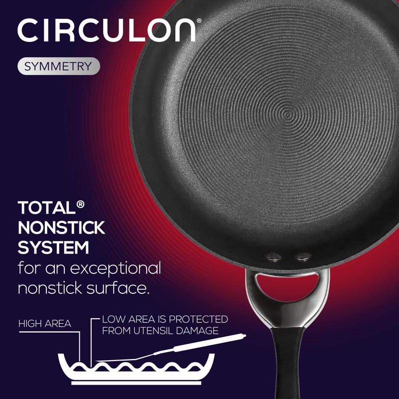Circulon Symmetry Hard-Anodized Nonstick Frying Pan, 8.5-Inch, Black