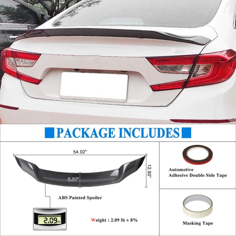 Carbon Fiber Look Trunk Spoiler Wing Compatible with 2018-2022 Honda