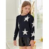 WDIRARA Girl's Star Pattern Round Neck Long Sleeve Sweater Casual
