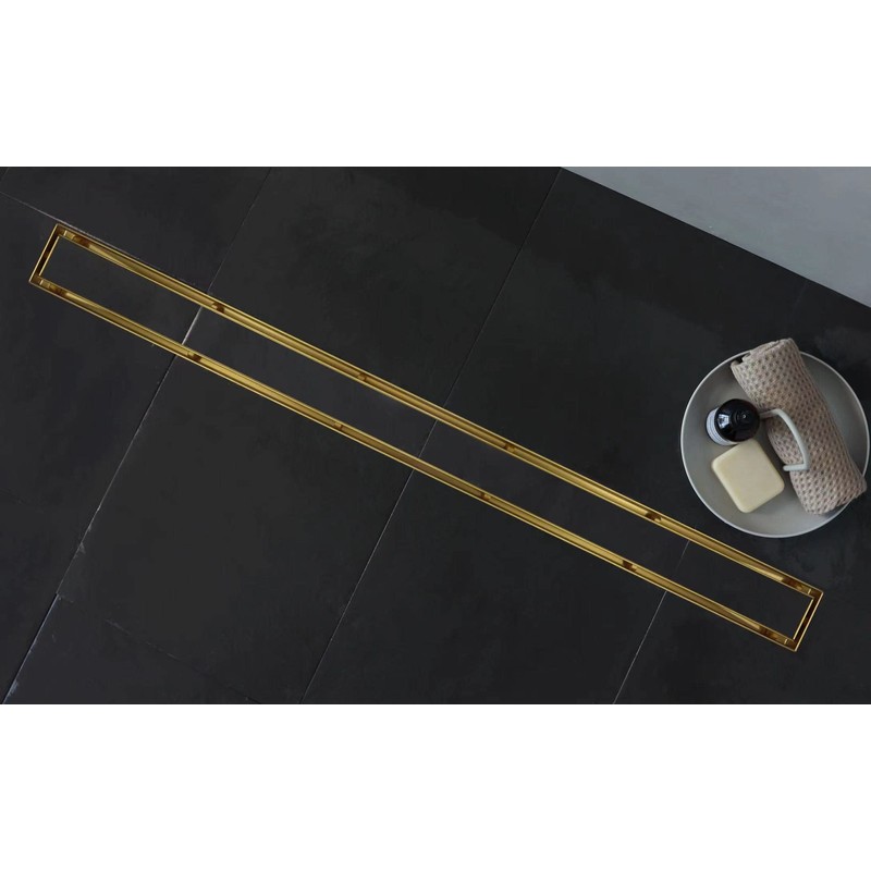 Bernkot Linear Shower Drain 36", Brushed Gold Floor Drain with
